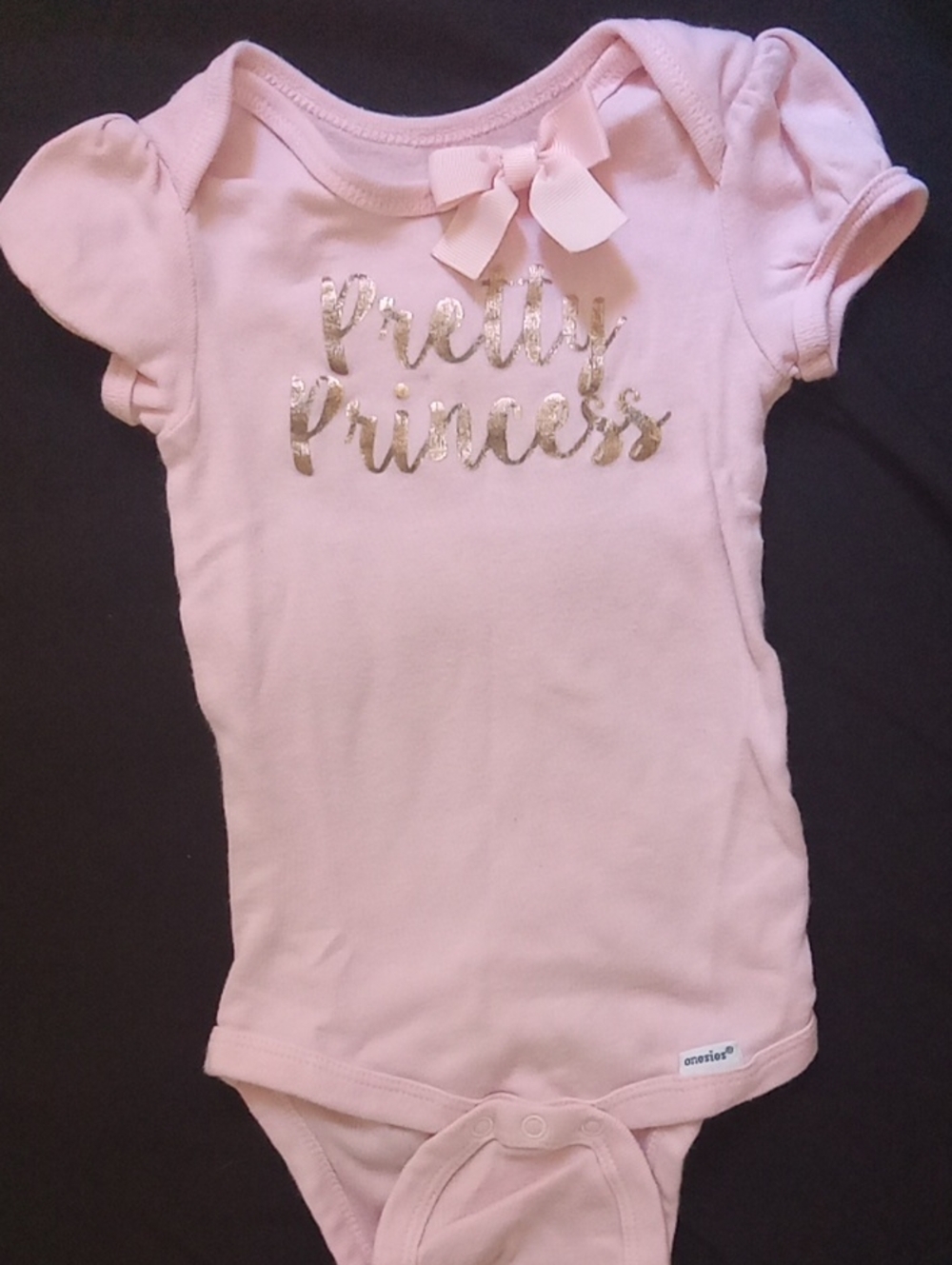Gerber Light Pink Baby Bodysuit with Gold Foil Script and Bow